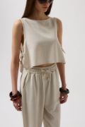 Yandan Bağlamalı Crop Bluz resmi